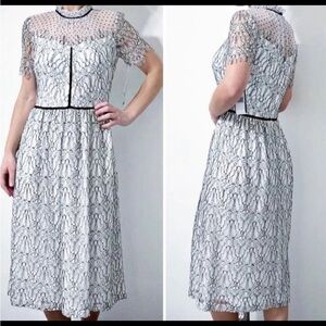 NWT Donna Ricco size 4 lace, short sleeve midi dress